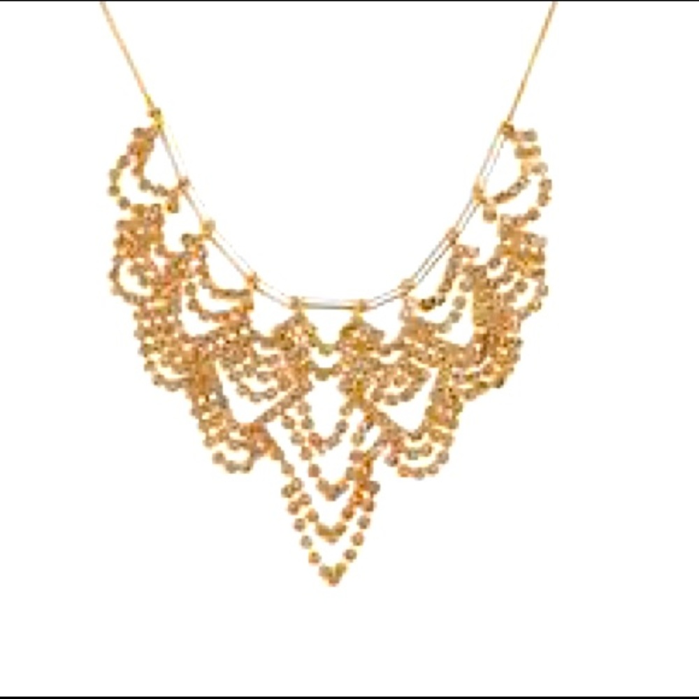 NWT / NWOT JCREW gold pave chandelier necklace  adjustable holiday allergen free